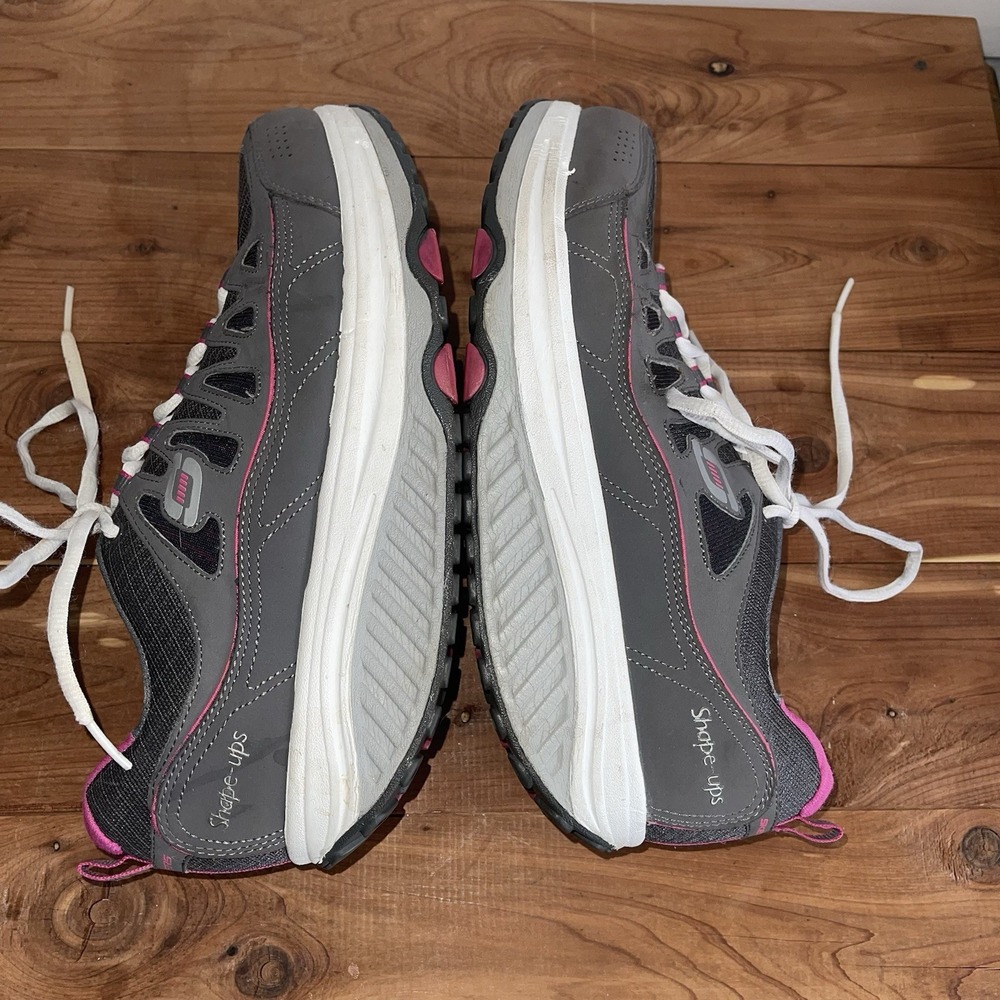 Sketchers Shape Ups Walking Toning Women's 10 Gray Pink Air Cooled Memory Foam - Picture 7 of 10
